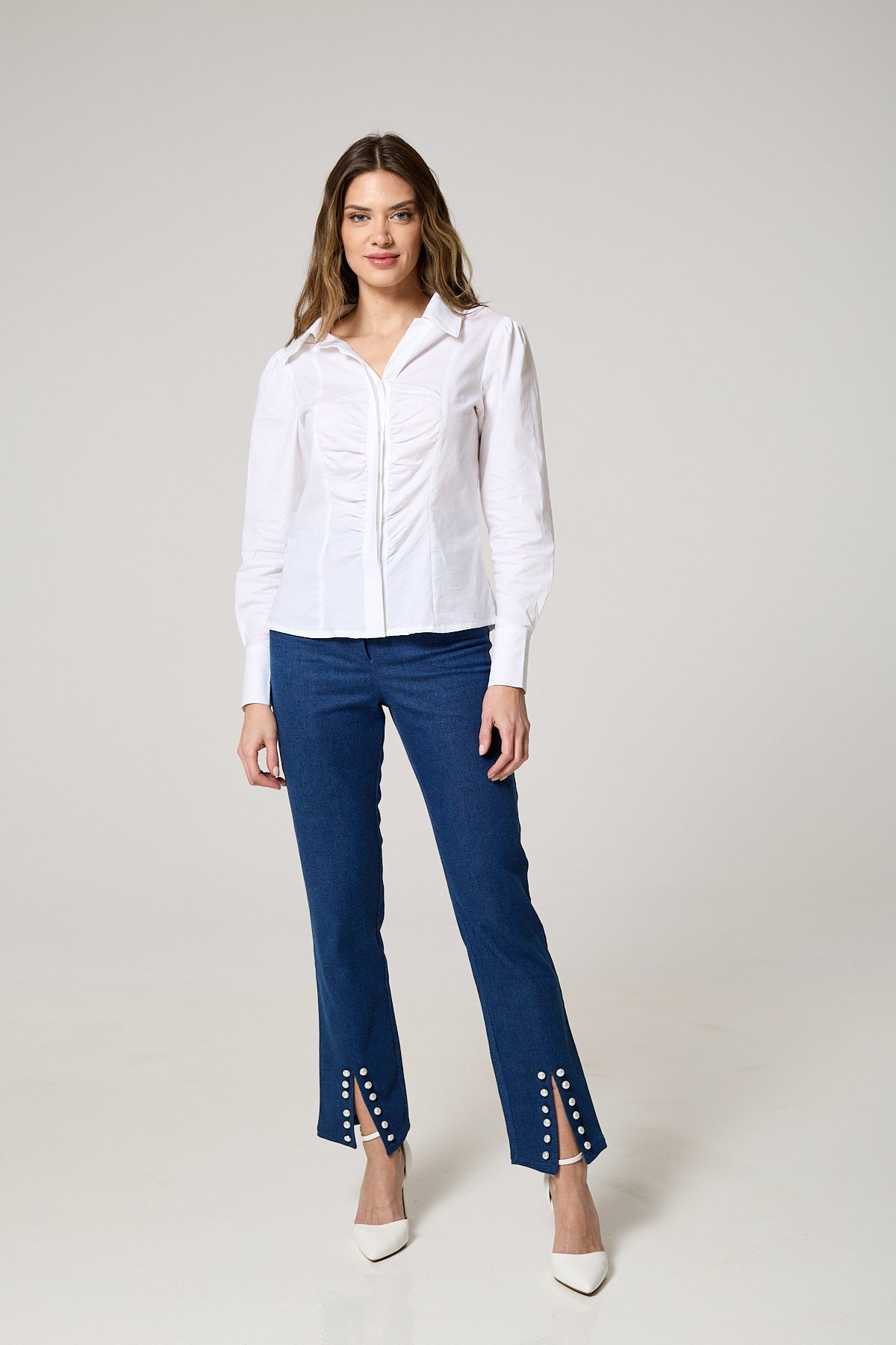Classic Ruched White Shirt