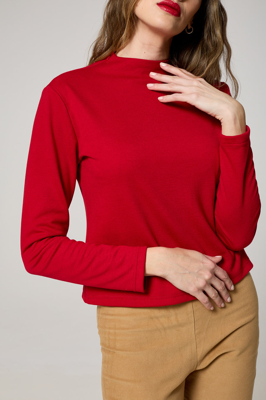 Timeless Red Mock-Neck Top