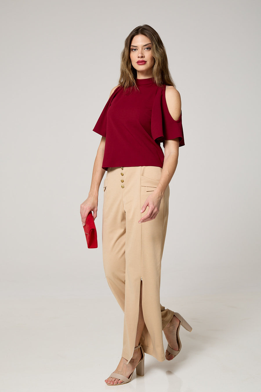 Elegant Butterfly Sleeve Cold-Shoulder Top