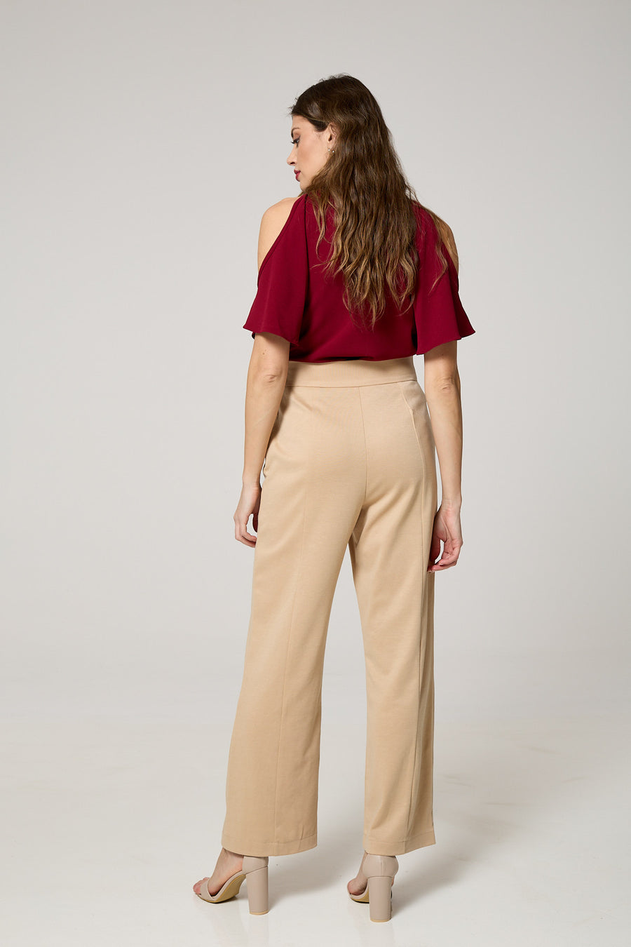 Elegant High-Waist Wide-Leg Trousers with Adjustable Slits