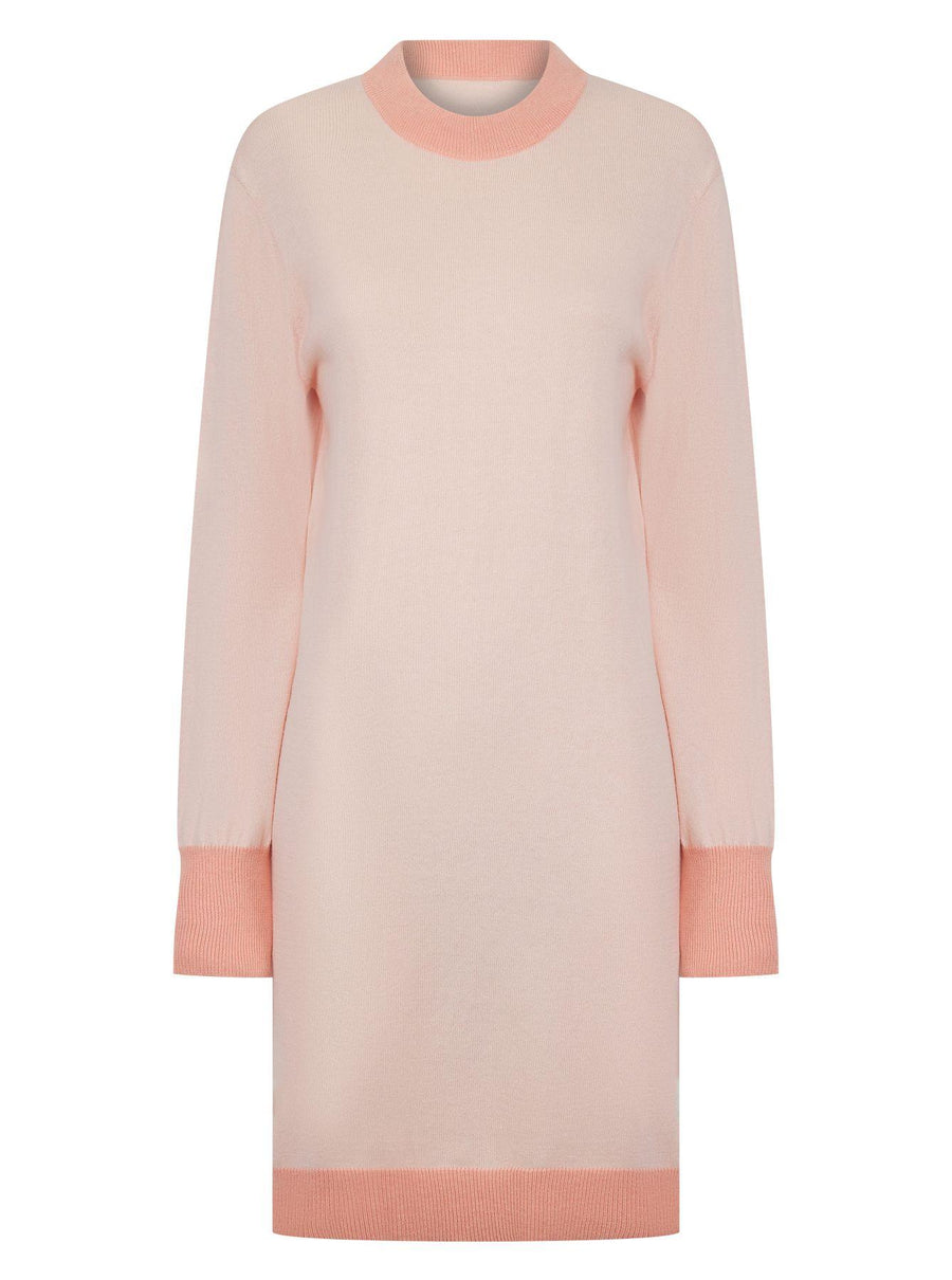 Elegant Pink Cashmere Blend Knitted Dress
