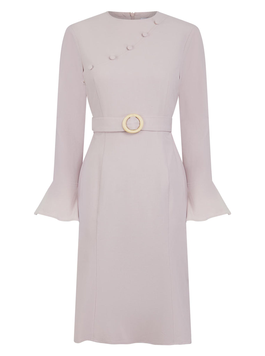 Elegant pink A-line Belted Dress