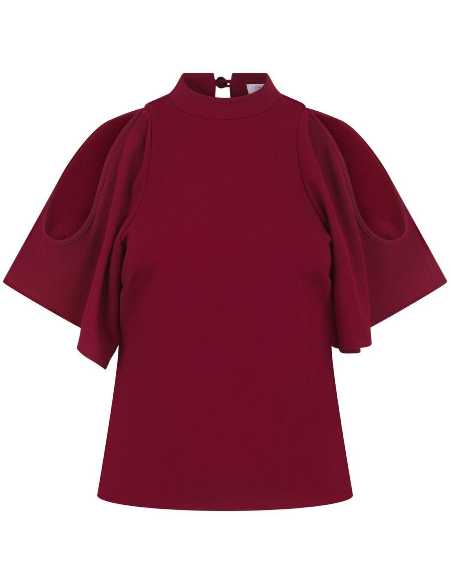 Elegant Butterfly Sleeve Cold-Shoulder Top