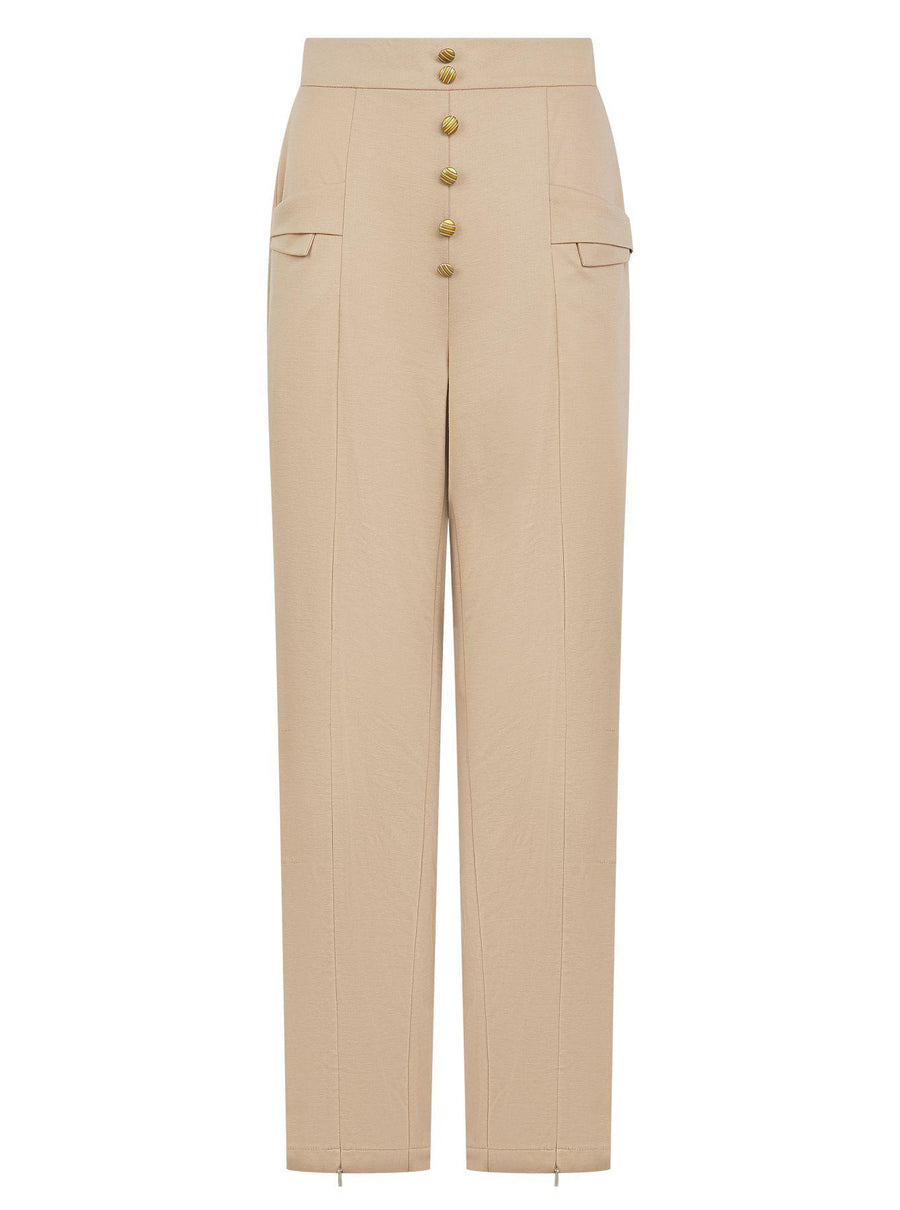 Elegant High-Waist Wide-Leg Trousers with Adjustable Slits